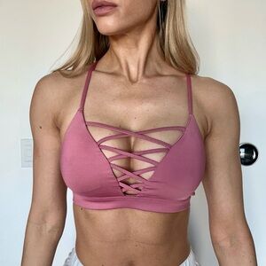 Women's Strappy Front Bralette - Mauve Pink